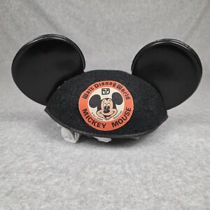 Vintage Walt‎ Disney World Mickey Mouse Ear Hat Black Felt Souvenir Adult Cap
